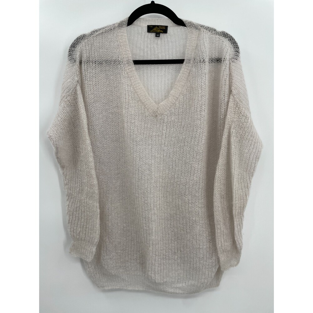 LE MONT SAINT MICHEL Superkid Mohair Wool Blend Beige Semisheer Sweater Size XS